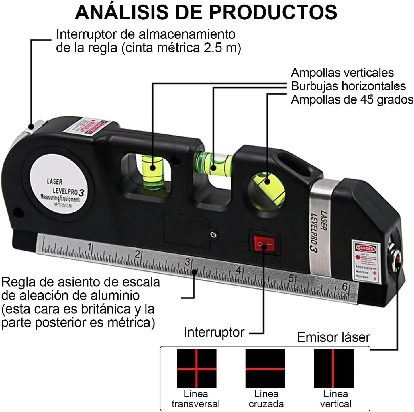 📏 Metro Láser – Nivela Rápido y Preciso con Láser Rojo ✅