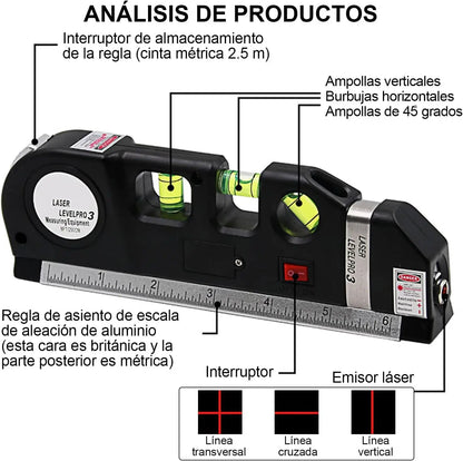 📏 Metro Láser – Nivela Rápido y Preciso con Láser Rojo ✅